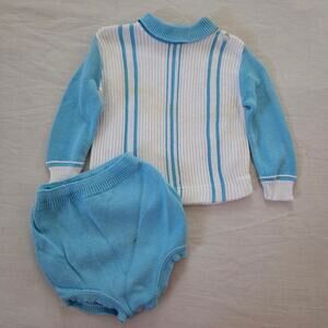 Vintage Blue Knit Matching Set 18 months